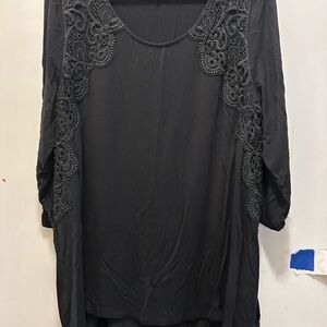 Lane Bryant Elegant Black Tunic with Lace Details